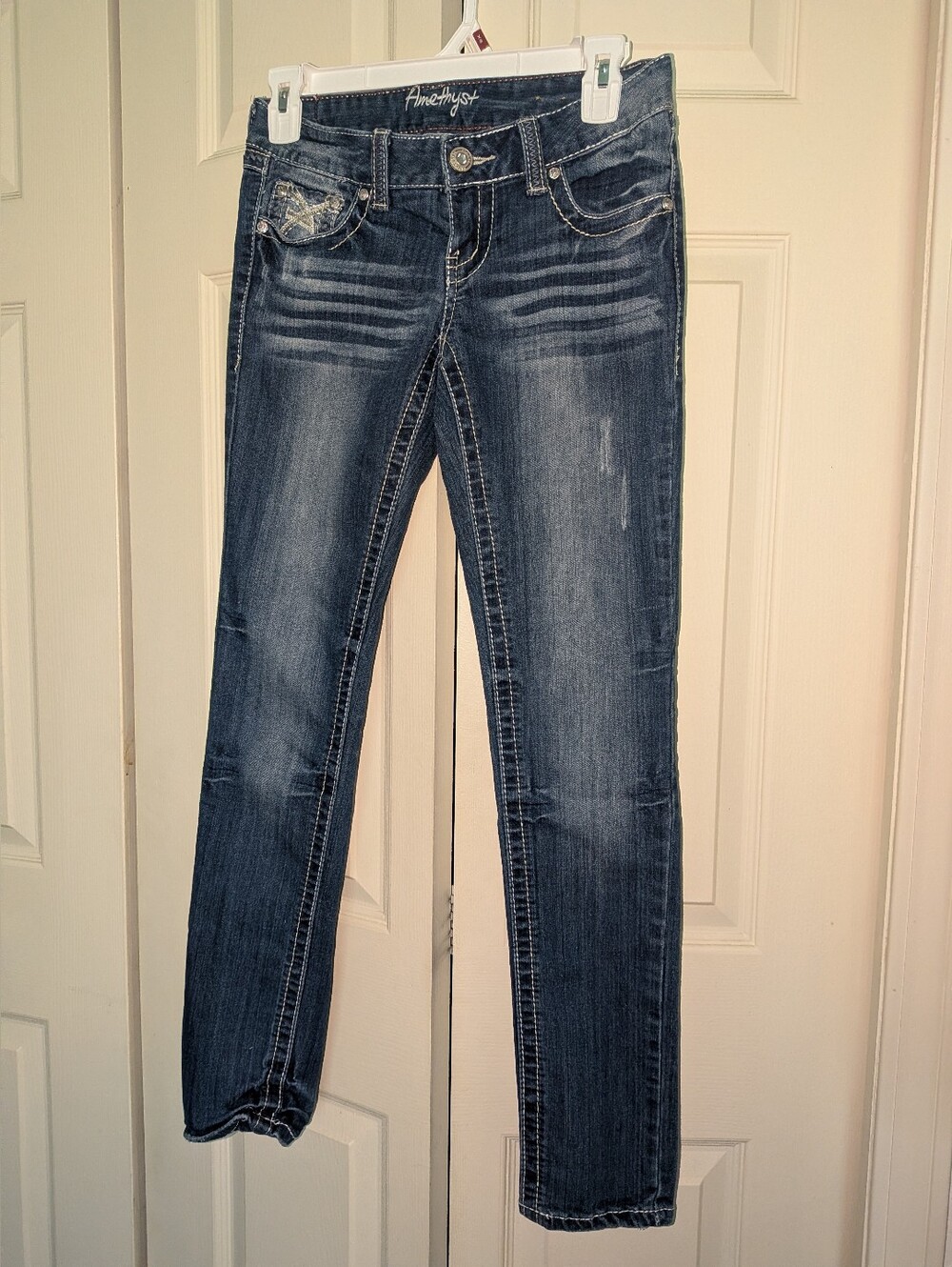 Amethyst Jeans Medium Dark Blue Straight Leg Women's Jeans